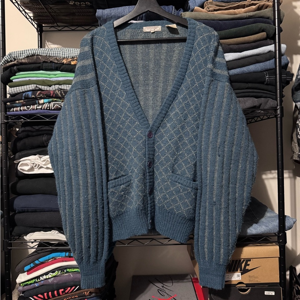 Bugatchi Textured Blue Cardigan